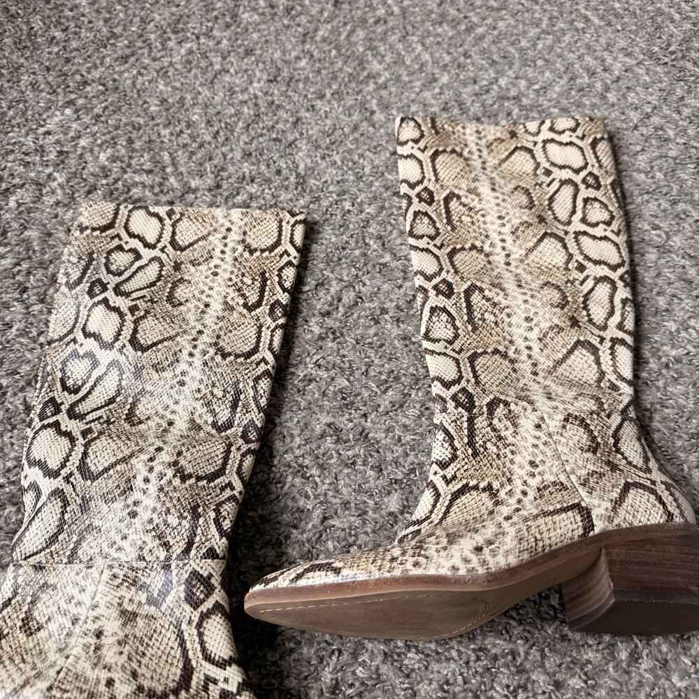 Vince Camuto Beaanna Western Cowgirl Snake Leather Block Heel Riding Boots 7.5 M - Picture 2 of 8